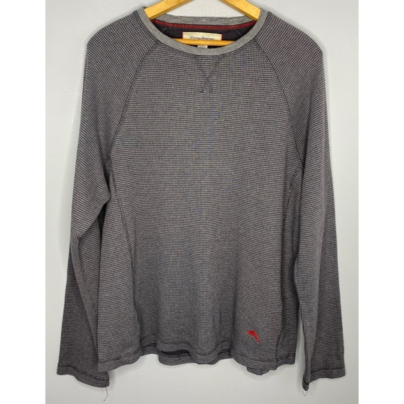 TOMMY BAHAMA Gray Waffle Knit Thermal Long Sleeve - Picture 1 of 5